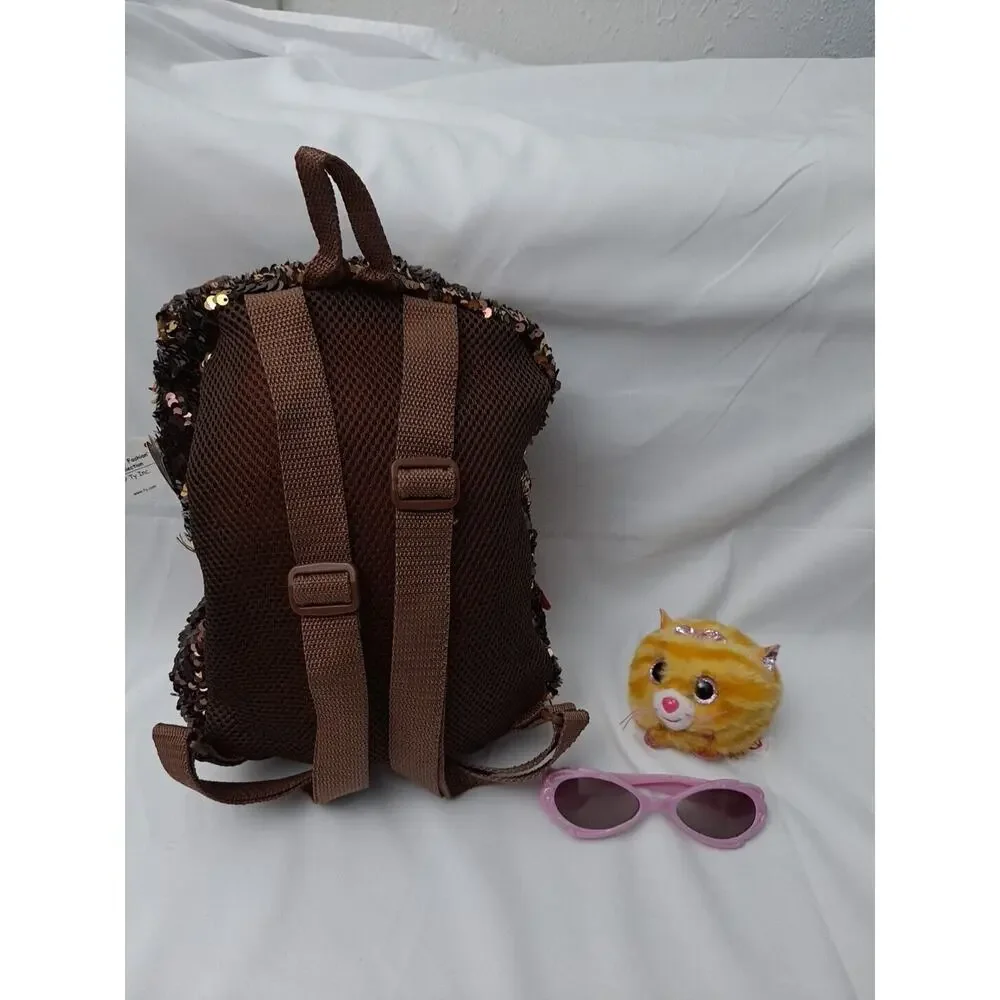 TY Girls Sequin Backpack Brutus Tabitha Kitty Sparkle Sunglasses 11X9